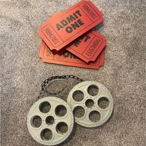 Gray Film Reel Decor with Red Tickets